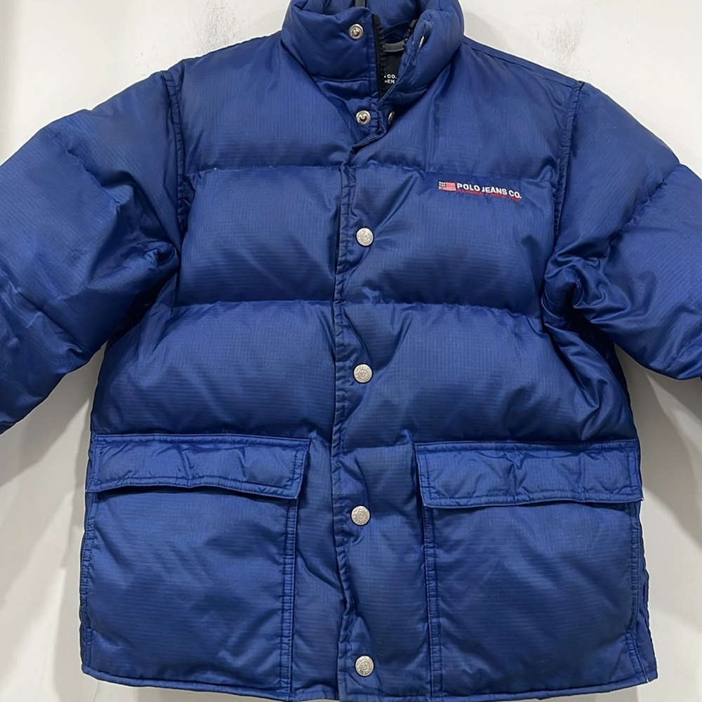 Ralph Lauren Polo Jeans Co. Unisex Down Puffer Jacket in Blue Kids size 7